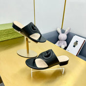 BLONDIE THONG SANDAL IN BLACK LAMBSKIN