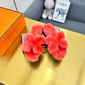 ORAN SHEARLING SANDALS RED PINK