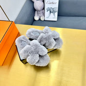 ORAN SHEARLING SANDALS SILVER GRAY