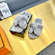 ORAN SHEARLING SANDALS SILVER GRAY