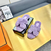 0RAN SHEARLING SANDALS PERIWINKLE PURPLE