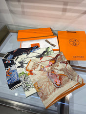HERMES 26S SCARF 135 IN SILK AND CASHMERE 492355