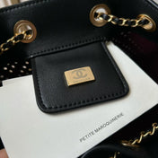 CHANEL 26S HOBO BAG 22 IN BLACK PERFORATED CALFSKIN GOLD HARDWARE