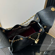 CHANEL 26S HOBO BAG MEDIUM 30 IN BLACK PERFORATED CALFSKIN GOLD HARDWARE