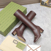 GG HORSEBIT KNEE HIGH BOOTS IN DARK BROWN SHEEPSKIN