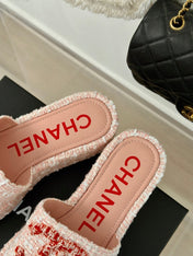 CLASSIC SLIPPERS THICK SOLE IN LIGHT PINK TWEED