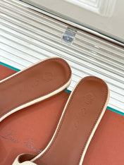 FLAT SANDALS IN BEIGE SUEDE AND LAMBSKIN