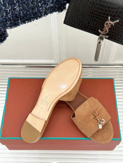FLAT SANDALS IN BROWN SUEDE AND LAMBSKIN