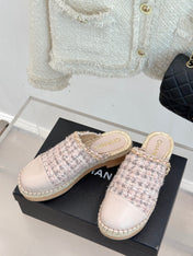 CC MULES 25SS 30 MM IN PASTEL PINK LAMBSKIN MIX TWEED