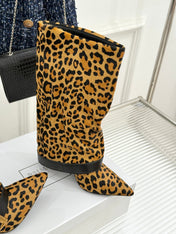 BALMAIN 25S ANTHEM BOOTS IN LEOPARD PRINT CALFSKIN