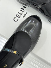 CELINE 26S MARY JANE SHOES IN BLACK LAMBSKIN