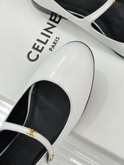 CELINE 26S MARY JANE SHOES IN WHITE LAMBSKIN