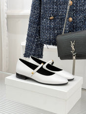 CELINE 26S MARY JANE SHOES IN WHITE LAMBSKIN