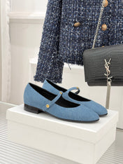 CELINE 26S MARY JANE SHOES IN BLUE DENIM