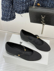 CELINE 26S MARY JANE SHOES IN BLACK FABRIC