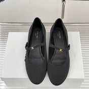 CELINE 26S MARY JANE SHOES IN BLACK FABRIC