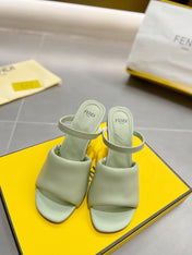 FENDI BAGUETTE HIGH-HEEL SANDALS 8 CM IN MINT GREEN CALFSKIN