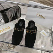 CHLOÉ 26S HIGH-HEELED MULES IN BLACK WOOL