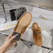 CHLOÉ 26S HIGH-HEELED MULES IN BROWN WOOL
