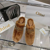 CHLOÉ 26S HIGH-HEELED MULES IN BROWN WOOL