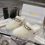 CHLOÉ 26S HIGH-HEELED MULES IN CREAM WHITE WOOL