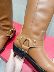 VALENTINO 25S KNEE-HIGH BOOTS IN BROWN CALFSKIN STYLE 2