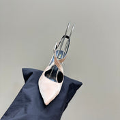 SL CROSS-STRAP SLINGBACK PINK NUDE SATIN