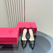 VLOGO SIGNATURUE BLACK PATENT LEATHER SLINGBACK PUMP 80MM