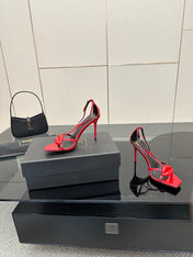 BALMAIN 25S LIPS SANDALS 10 IN CRIMSON RED CALFSKIN