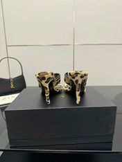ALAIA HEELED THONG 25S IN LEOPARD PONY HAIR LEATHER