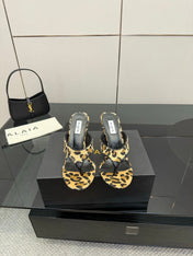 ALAIA HEELED THONG 25S IN LEOPARD PONY HAIR LEATHER