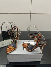 TOM FORD 26S HEELED SANDALS 100 MM IN LEOPARD PRINT CALFSKIN STYLE 4