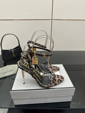 TOM FORD 26S HEELED SANDALS 100 MM IN LEOPARD PRINT CALFSKIN STYLE 1