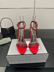 TOM FORD 26S HEELED SANDALS 100 MM IN RED CALFSKIN