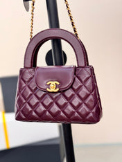 CHANEL 25S KELLY 19 CM IN WINE RED LAMBSKIN WITH GOLD HARDWARE