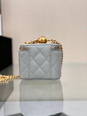 CHANEL 25S MINI VANITY BAG 11 CM IN GREY LAMBSKIN WITH GOLD HARDWARE