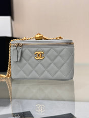 CHANEL 25S MINI VANITY BAG 16 CM IN GREY LAMBSKIN WITH GOLD HARDWARE