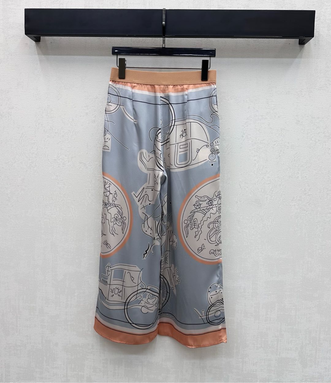 HERMES 26S CROPPED WIDE LEG SILK PANTS 584