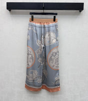 HERMES 26S CROPPED WIDE LEG SILK PANTS 584