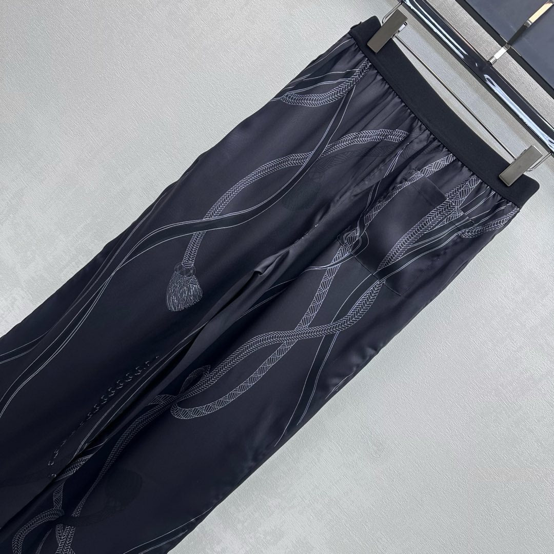 HERMES 26S SILK STRAIGHT LEG PANTS 581
