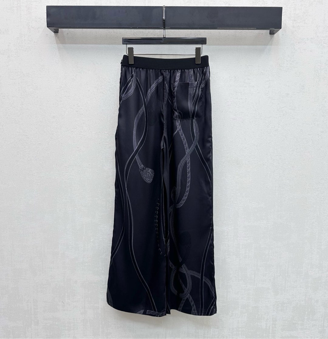 HERMES 26S SILK STRAIGHT LEG PANTS 581