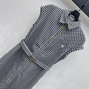 CELINE 26S GINGHAM BELTED MIDI DRESS 358