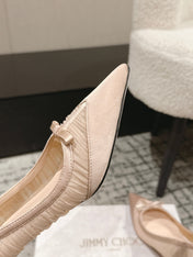 JIMMY CHOO 26S POINTED-TOE HIGH HEELS 65 MM IN LIGHT NUDE PINK FABRIC