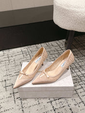 JIMMY CHOO 26S POINTED-TOE HIGH HEELS 65 MM IN LIGHT NUDE PINK FABRIC