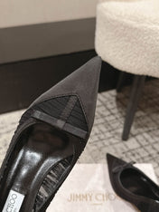 JIMMY CHOO 26S POINTED-TOE HIGH HEELS 65 MM IN BLACK FABRIC