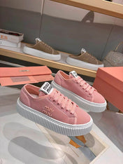 MIUMIU 26S SNEAKER 45MM IN PINK MESH FABRIC