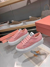 MIUMIU 26S SNEAKER 45MM IN PINK MESH FABRIC