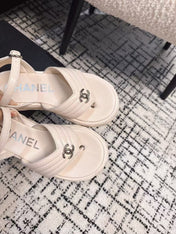 THICK-SOLED THONG SANDAL IN WHITE CREAM LAMBSKIN