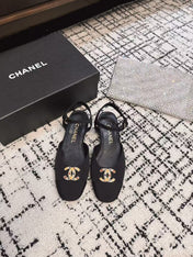 FLAT SLINGBACKS IN BLACK FABRIC