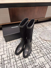 CC BOOTS IN BLACK SUEDE AND CALFSKIN 393518